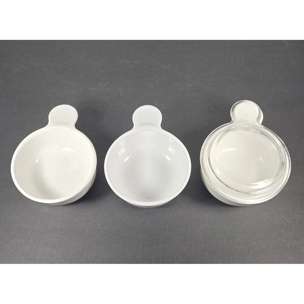 Set of 3 Corning Pyrex White Grab It Bowls One With Glass Lid P-150-B